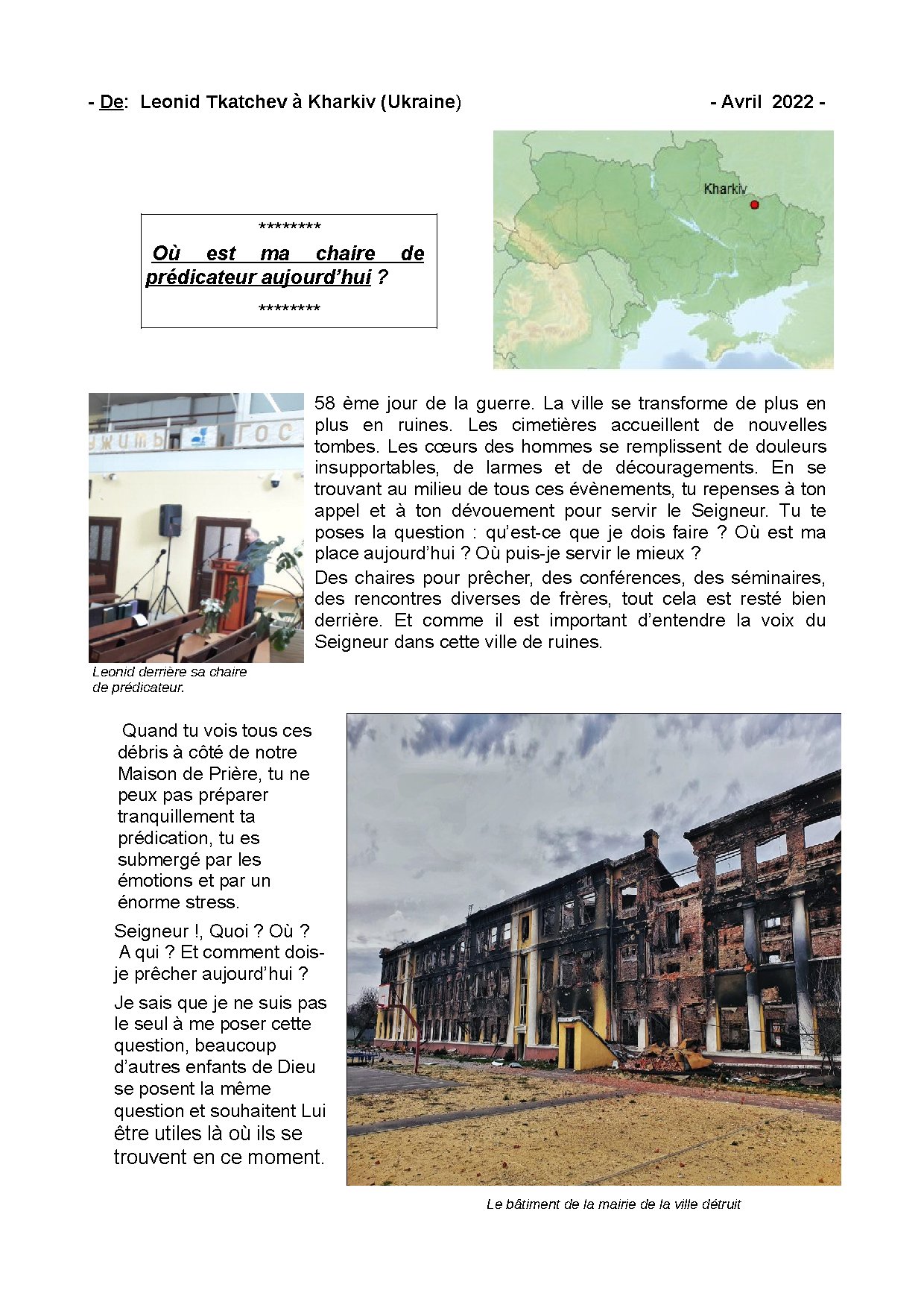 Couverture de N° 18 Lettre de Nouvelles de Leonid Tkatchev a Kharkov Ukraine 03 05 2022