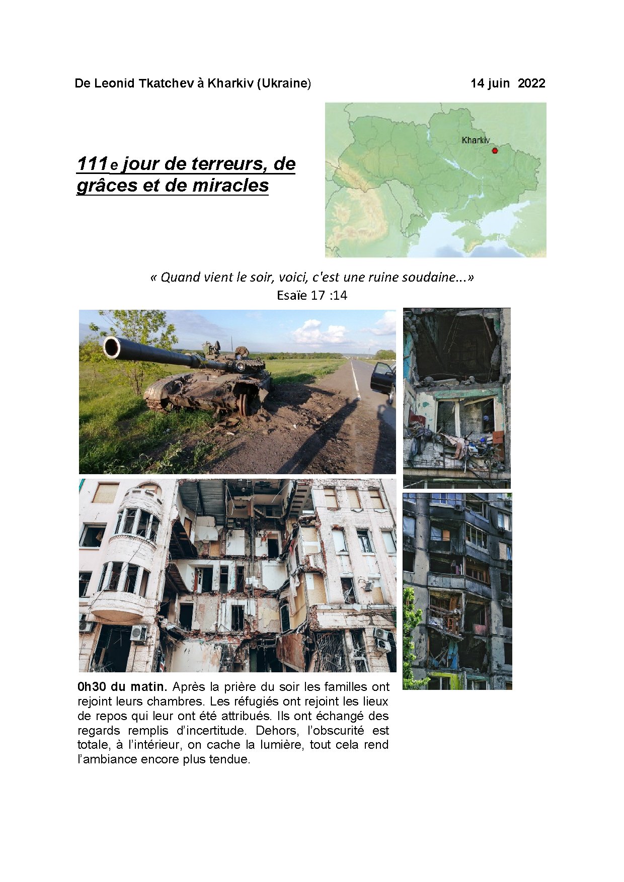 Couverture de N° 19 Lettre de Nouvelles Leonid Tkatchev a Kharkov Ukraine 111e jour a Kharkov 10 07 2022