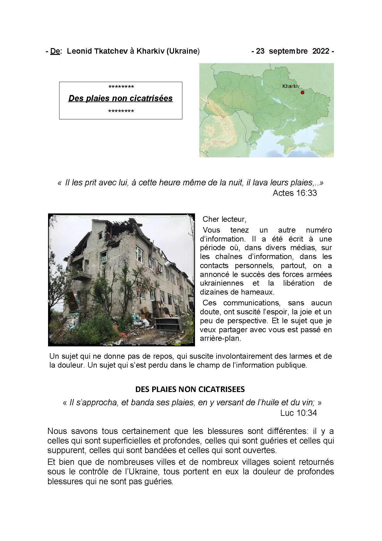 Couverture de N° 23 Lettre de Nouvelles de Leonid Tkatchev Des plaies non cicatrisees 23 09 2022