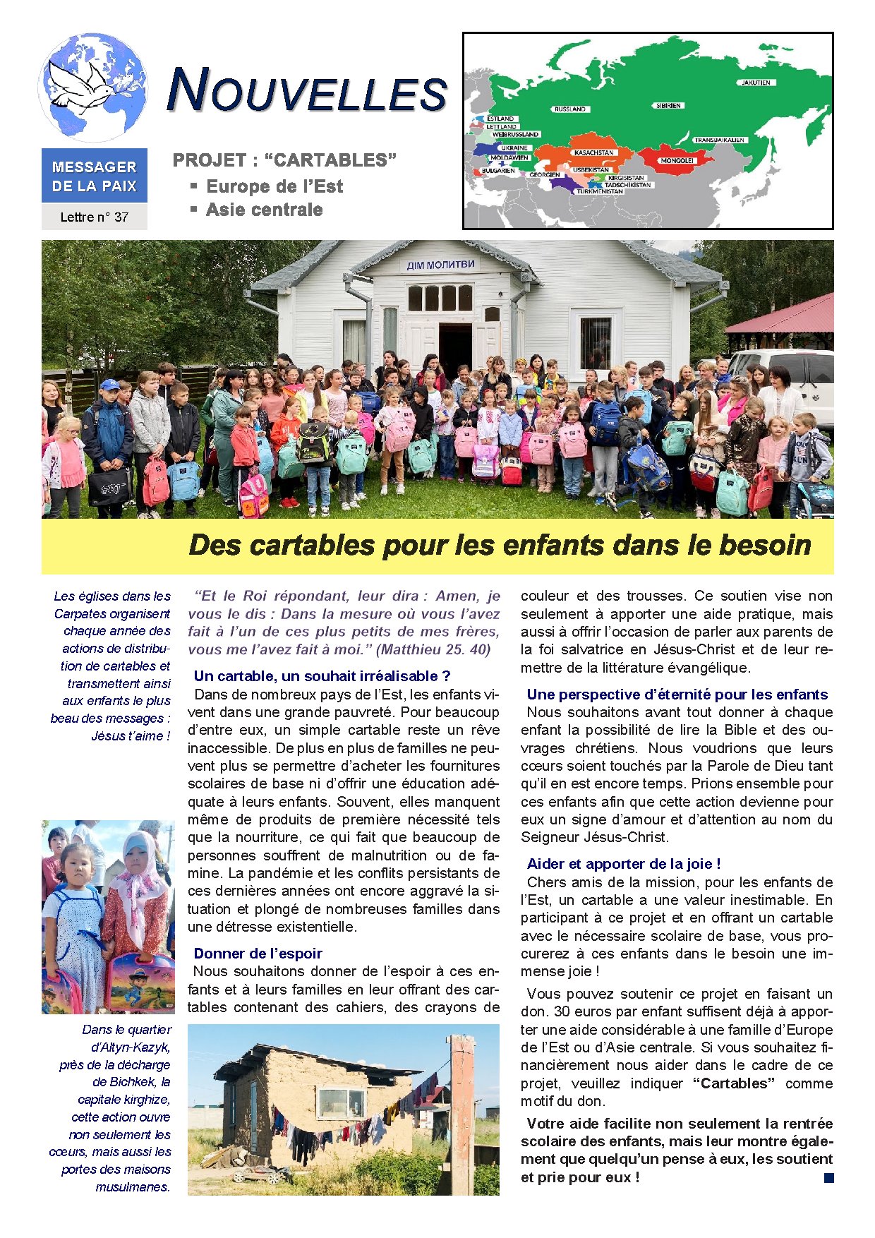 Couverture de N° 37 Lettre de Nouvelles Des cartables pour les enfants dans le besoin EE AC 05 08 2025