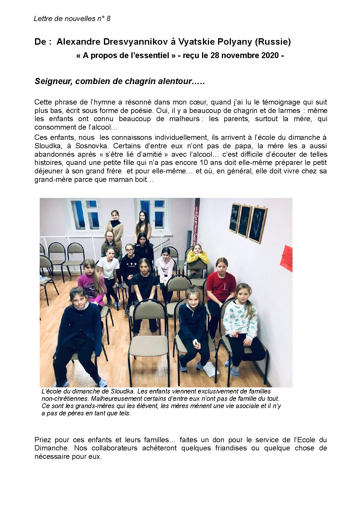 Couverture de N° 8 Lettre de Nouvelles de A. Dresvyannikov a Vyatskie Polyany Russie 12 2020